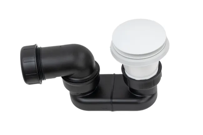 Bonde de baignoire Click Clack avec siphon réglable et raccord à écrou, en blanc mat Vicario 1012.806.50 - Blanc mat
