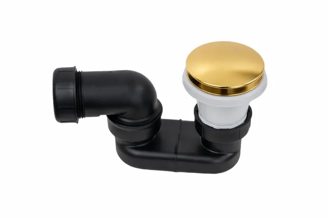 Bonde de baignoire Click Clack avec siphon réglable et raccord à écrou plaqué or Vicario 1012.806.04 - Or