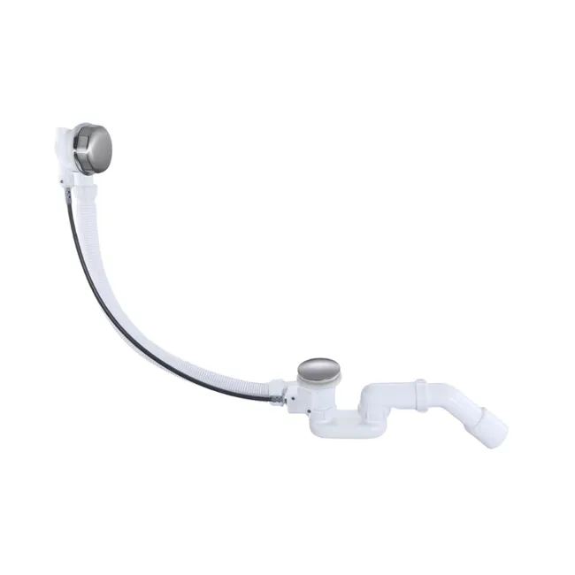 Vidage baignoire avec trop-plein - Bonde chrome - Flexible
