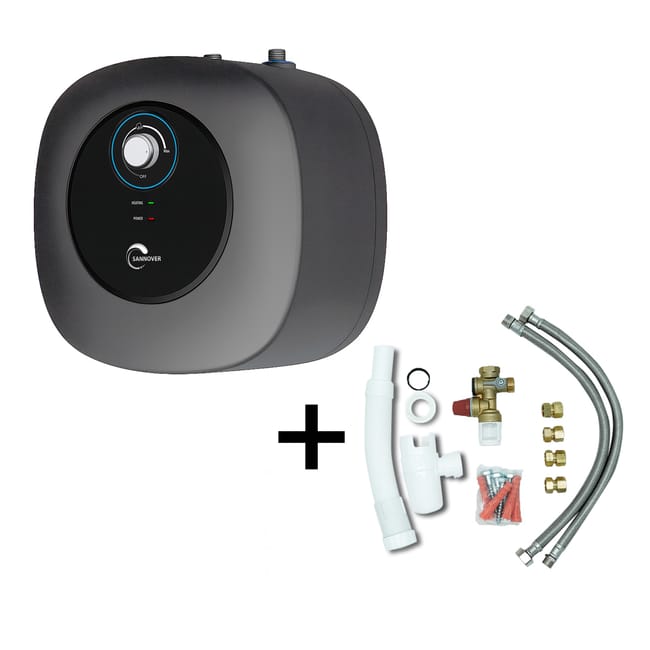 Chauffe Eau Electrique ADROS 10L Sous Evier Sannover + Kit d'Installation Complet NF