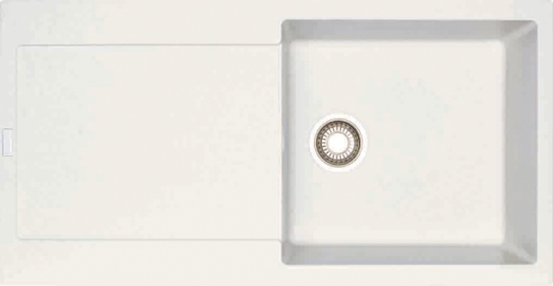Éviers en "FRAGRANIT DURAKLEEN" encastrables réversiblesbonde inox Ø 90 mmlivrés avec siphonprofondeur de cuve 200 mm