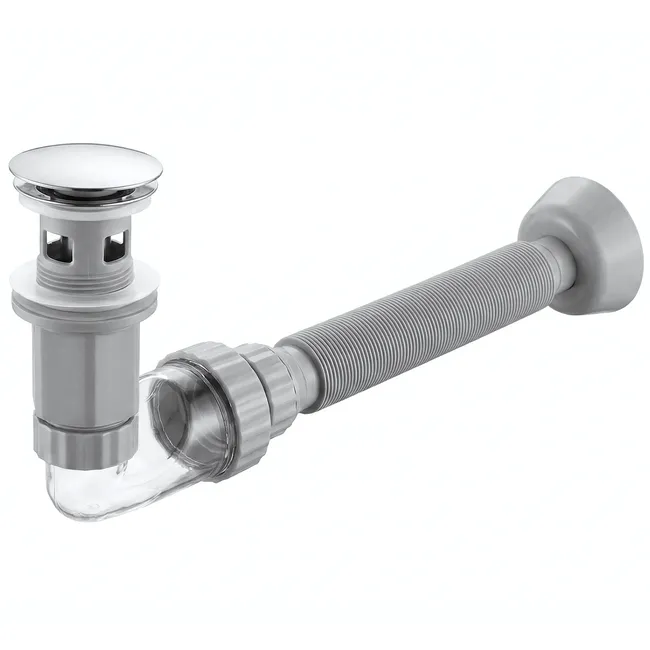 SIPHON DE LAVABO UNIVERSEL CLIC-CLAC REA FLOW CHROME KLIK-KLAK
