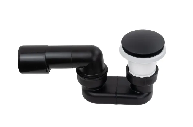 Bonde de baignoire Click Clack avec siphon réglable, noir mat Vicario 1012.805.55 - Noir mat