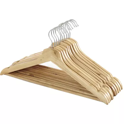 Lot de 10 cintres bois clair