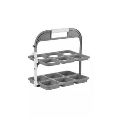 Range bouteilles pliable en plastique gris 6 compartiments Pratiko