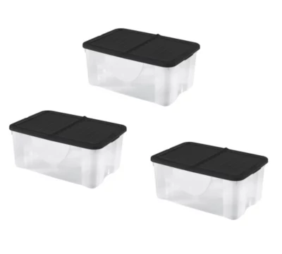 Boîte de rangement en plastique transparent 41,5 L vendue par 3 pièces