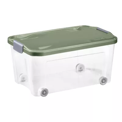 Boîte de rangement avec roulettes Tontarelli Combi Box 43 L couvercle vert vendue par 3 pièces