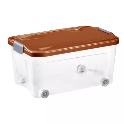Boîte de rangement avec roulettes Tontarelli Combi Box 43 L couvercle terracotta vendue par 3 pièces