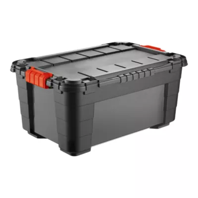 Malle de rangement 40L noire avec couvercle, Tontarelli