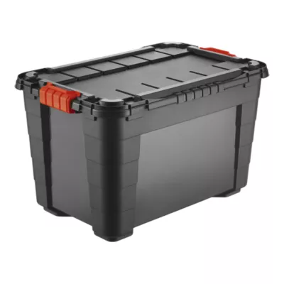 Malle de rangement 60 L noire avec couvercle, Tontarelli OPP