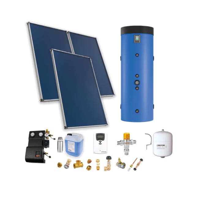 Chauffe-eau solaire toiture incliné 3 capteurs solaires. ballon 300L prod ECS instantanée - THERMADOR - PSOLCHECSPBM33