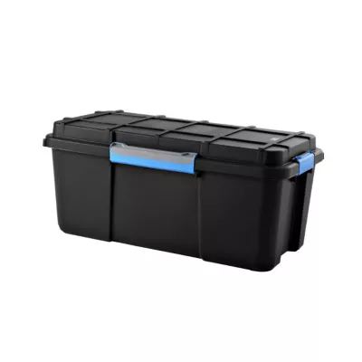 Malle de rangement 80 L Keter bleu et noir avec couvercle