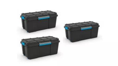 3 Malles de rangement 80 L Scuba noir avec couvercles