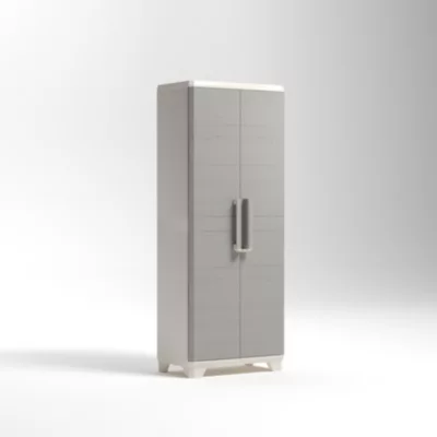 Armoire de garage haute grise en polypropylène l.68 x H.173 x P.39 cm Keter Linea Wood