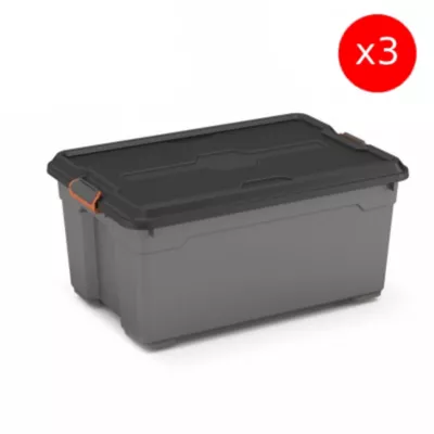 Lot de 3 boîtes de rangement en plastique avec couvercle Moover Pro 45 L