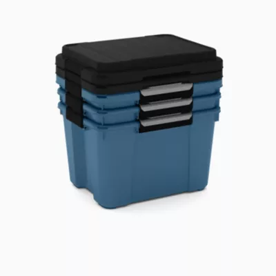 Malle de rangement 40 L Keter Scuba bleu et noir avec couvercle l.49,2 x H.49,5 x P.39 cm vendue par 3 pièces