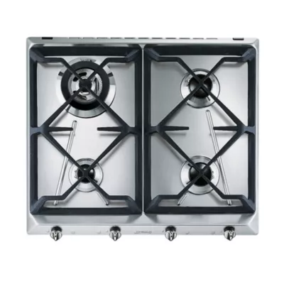 Plaque de cuisson gaz 4 foyers - coloris argent - l.59,5 x P.50 x H.3 cm - Smeg SRV564GH3