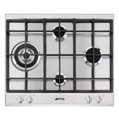 Plaque de cuisson gaz 4 foyers - coloris argent - l.60 x P.51 x H.4,2 cm - Smeg P261XGH