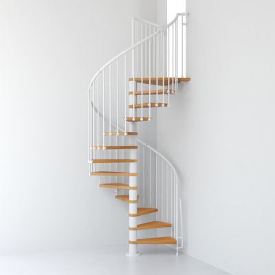 Escalier métal et bois Magia 70 Ø110 cm 11 marches blanc/clair