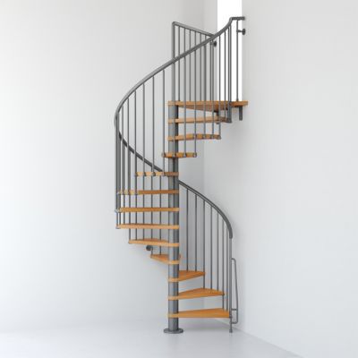 Escalier métal et bois Magia 70 Ø130 cm 10 marches + palier fonte/clair