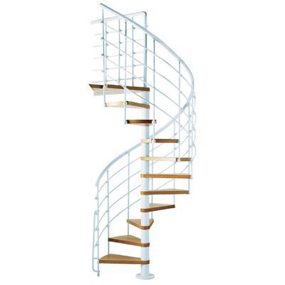 Escalier métal et bois Magia 70xtra Ø150 cm 13 marches blanc/clair