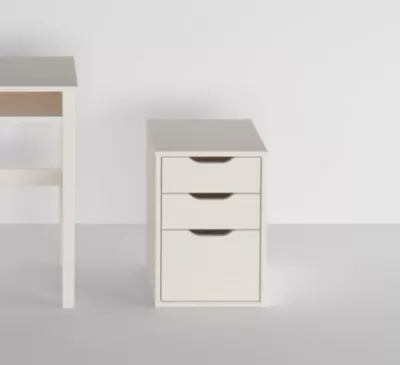 Caisson de bureau 3 tiroirs avec roulettes blanc H. 57,8 cm x L. 37,2 cm