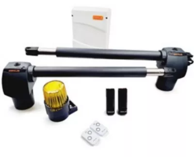 Kit de motorisation sur batterie 24V pour portail battant à verin G-BAT 500 Genius by FAAC