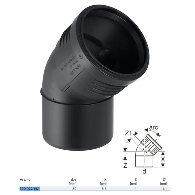 Coude Silent-PP Geberit 45° Ø 32 mm - GEBERIT SARL