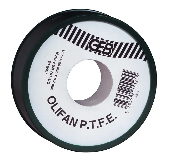 ruban téflon geb olifan - pour raccords spécial gros diamètres - 25 mm x 15 m x 0.2 mm