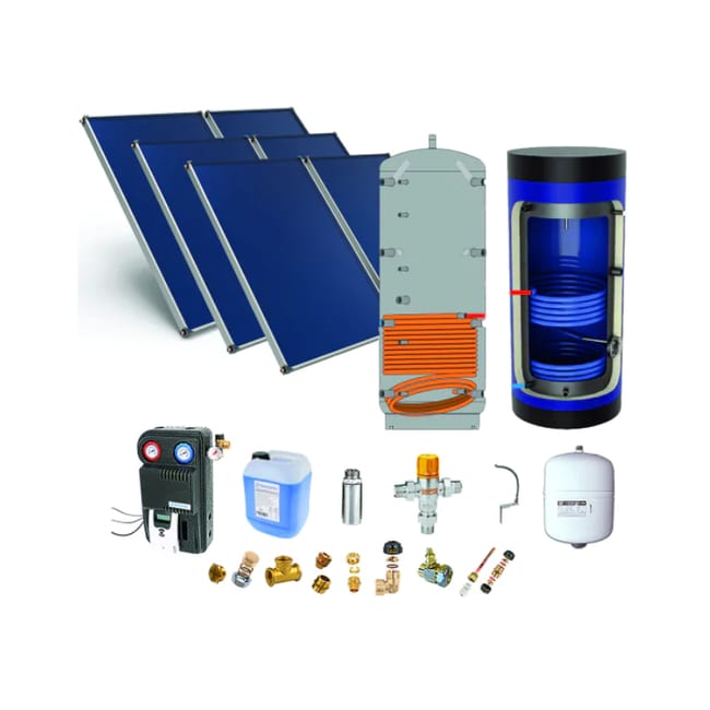 Chauffe-eau solaire toiture inclinée 6 capteurs solaires. ballon chauffage 300L + ECS 500L - THERMADOR - PSOL2BCHECS635M