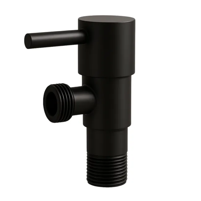 BALNEO - robinet d’angle à tête céramique 1/2 x 1/2 noir - robinet de coupure pour tuyaux d’eau en acier inoxydable