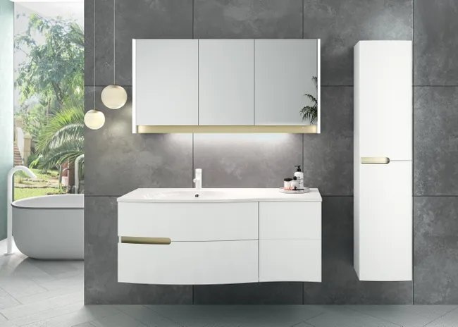 Armoire de toilette lumineuse led 3p H.66 x l.130 x P.18 cm blanc mat Egerie