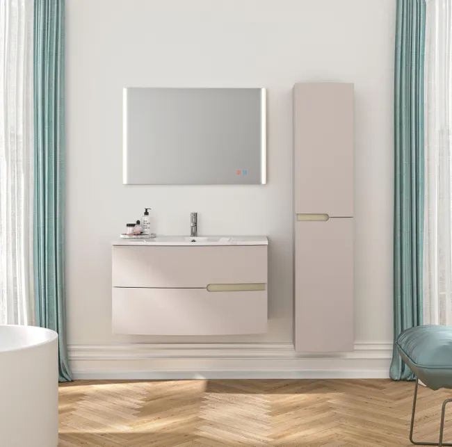 Meuble vasque 2t l.90.2 x H.53.6 x P.51.6cm beige nude Egerie