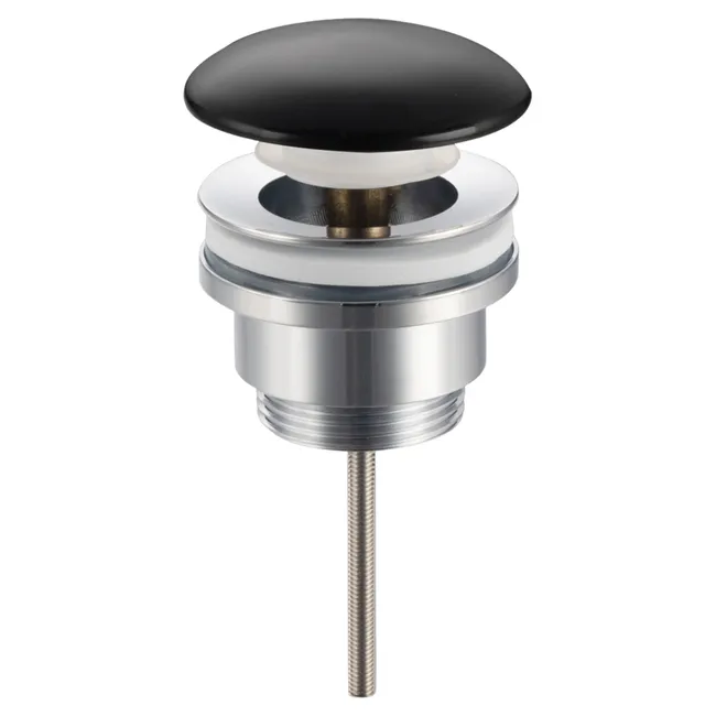 BALNEO Bonde de lavabo en laiton Click-Clack modèle D universelle pour lavabo 1/4 de pouce avec tête en céramique noire