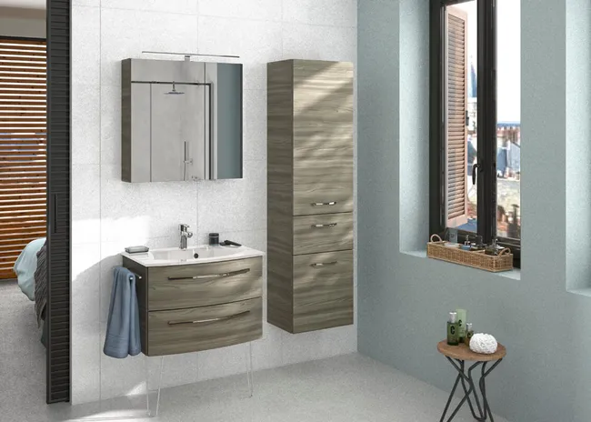 Meuble simple vasque, 2t l.69.5 x H.48.2 x P.48.3 cm, gris florentin, Image