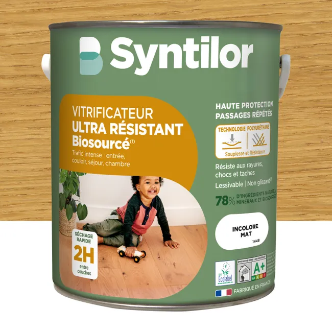 Image principale de Vitrificateur parquet Biosourcé SYNTILOR, incolore mat 5L