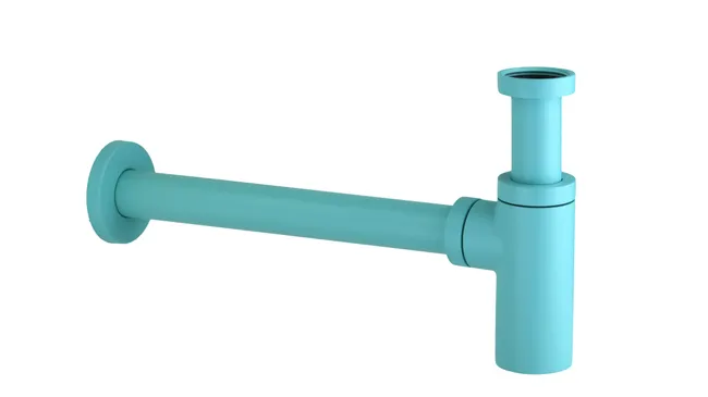 Siphon inspectable pour évier rond modèle bleu mat Pollini Acqua Design SI0000103A6 - Bleu clair