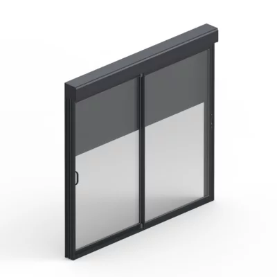 Baie coulissante en aluminium gris avec volet roulant filaire l.240 x H.215 cm Uw=2