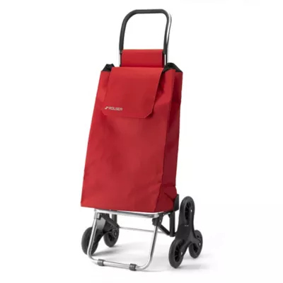 Chariot de courses en nylon rouge 6 roues