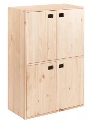 Buffet avec 4 portes en pin massif Dinamic H. 105,4 x L. 70,8 x P. 33 cm