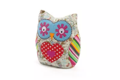 Bloque-porte hibou Rei tissu multicolore ⌀10x H.23 cm
