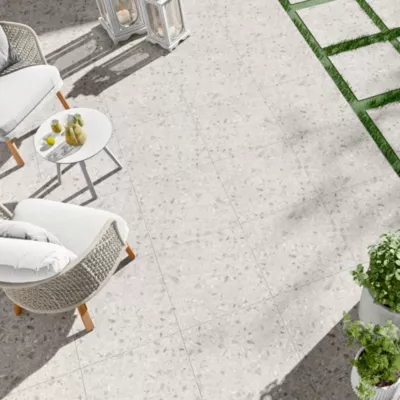 Carrelage sol extérieur Geotech ivoire 60 x 60 cm