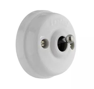 Interrupteur ou va-et-vient Fontini Dimbler Porcelaine blanche, manette chrome