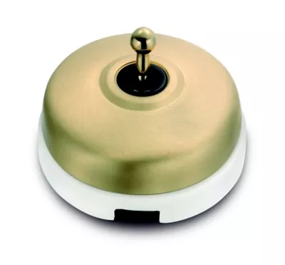 Interrupteur va-et-vient saillie Fontini Dimbler Porcelaine blanche, coque dorée satinée