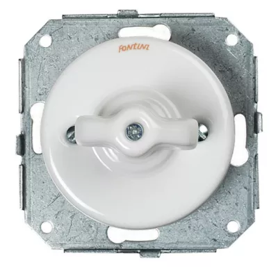 Interrupteur va-et-vient Fontini Garby Porcelaine blanche, manette blanche