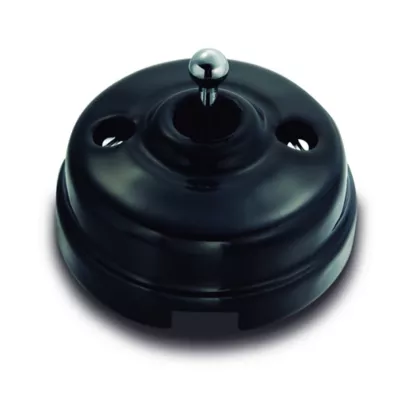 Interrupteur ou va-et-vient Fontini Dimbler Porcelaine noire, manette chrome