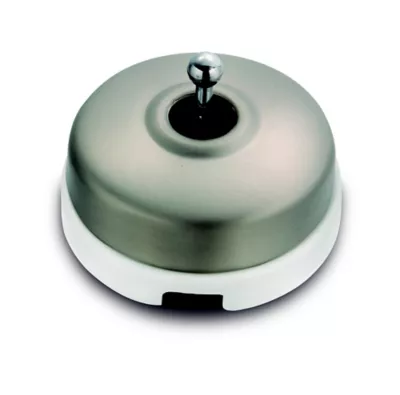 Interrupteur va-et-vient saillie Fontini Dimbler Porcelaine blanche, coque nickel satinée