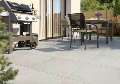 Carrelage sol extérieur effet béton gris clair mat L.60 x l.60 cm x ép.9,5 mm, Rohe