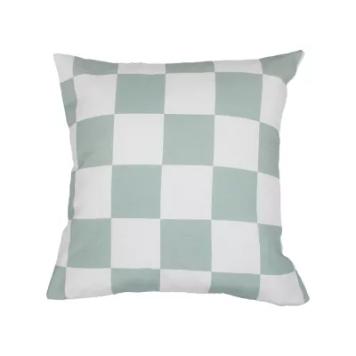 Housse de coussin Damier vert sauge et blanc l.45 x L.45cm