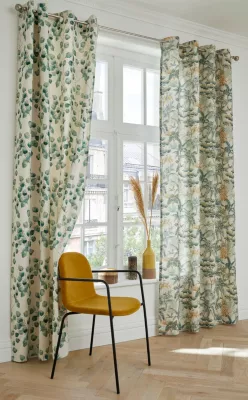 Rideau tamisant à oeillets jungle vert et blanc l.140 x H.260cm